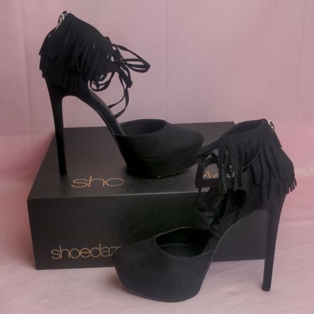 Shoe Dazzle Canaleigh Black Caviar Pumps size 8.5